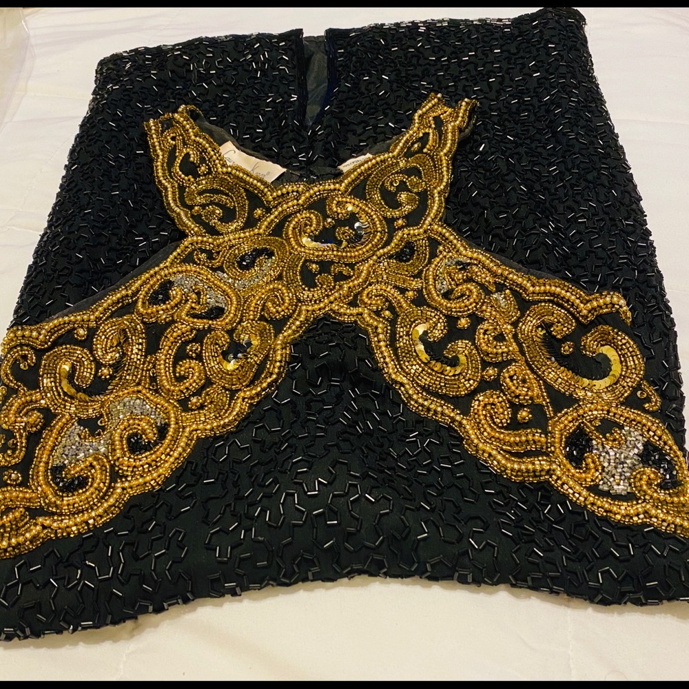 Beaded elegant evening, or party RETRO 100% silk